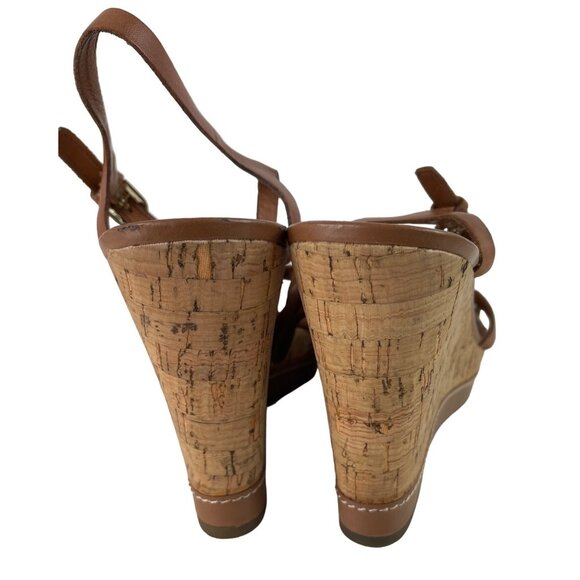 Franco Sarto Womens Size 8.5M Open Toe Platform Wedge Sandals Brown Leather - Picture 4 of 10